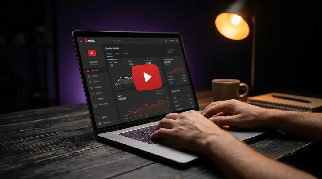 YouTube analytics on a laptop